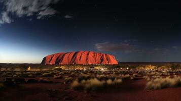 Night view of Uluru - Ayers Rock. Generative AI photo