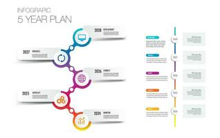 5 year plan projects milestone template for presentation vector