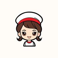 Cute and Joyful Chef A Cartoon vector of Chef Woman with a White Hat and Uniform