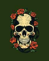 Skulls and roses vector illustration on Isolated background