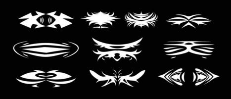 Abstract african art shapes collection, black gothic tribal symbol doodle decoration tattoo concept vector