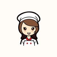 Cute and Joyful Chef A Cartoon vector of Chef Woman with a White Hat and Uniform