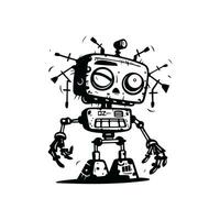 Hand drawn robot or robotic vector illustration