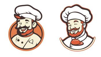 Happy and smiling Uncle A Cartoon vector of chef with a White Hat and Uniform