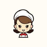 Cute and Joyful Chef A Cartoon vector of Chef Woman with a White Hat and Uniform