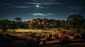 Night view of Mapungubwe National Park. Generative AI photo