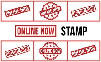 Online Now rubber grunge stamp set vector