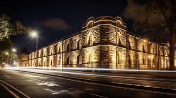 noche ver de antiguo melbourne cárcel. generativo ai foto