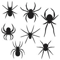 Spider web set isolated on dark background. Spooky Halloween cobwebs with spiders. Outline vector illustration