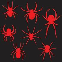 Spider web set isolated on dark background. Spooky Halloween cobwebs with spiders. Outline vector illustration