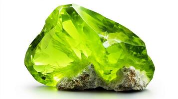 Photo of Peridot isolated on white background. Generative AI