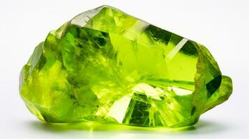 Photo of Peridot isolated on white background. Generative AI