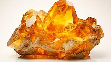 Photo of Citrine isolated on white background. Generative AI
