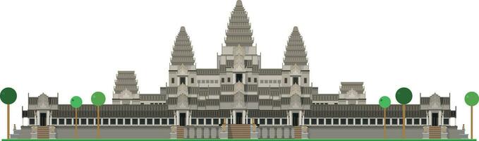 Angkor Wat, Cambodia. Isolated on white background vector illustration.