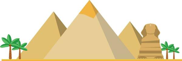 The Pyramids of Giza, Egypt. Isolated on white background vector illustration.