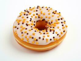 Tasty doughnut on white background AI Generative photo