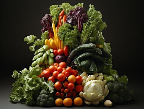 Bunch of vegetables on a white background AI Generative photo