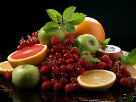 Healthy fresh fruit AI Generative photo