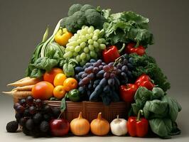 Bunch of vegetables on a white background AI Generative photo