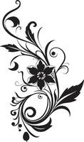 etéreo negro ramo de flores tinta mojado pétalo magia vector