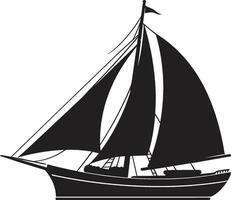 Silhouetted Sailing Vector Craft Beauty Voyage in Onyx Black Boat Vector Magic