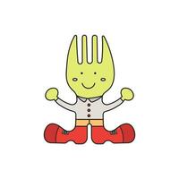 Kids drawing Cartoon Vector illustration toy fork Isolated in doodle style