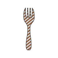 Kids drawing Cartoon Vector illustration stripped fork Isolated in doodle style