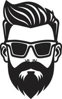 Artistic Expression Monochrome Vector Depiction of Hipster Swagger Laid Back Lifestyle Black Vector Art Celebrating Bearded Vibes