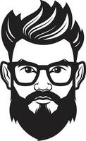 Whisker Wisdom Black Vector Tribute to Bohemian Style Indie Artistry Monochrome Vector Portrait of Hipster Vibes