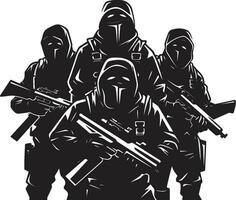 Stealthy Protectors Monochrome Vector Depiction of Duty Bound Duty in Shadows Black Vector Tribute to Army Resilience