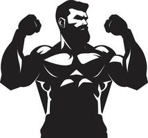 Pinnacle of Power Monochrome Tribute to Bodybuilders Excellence in Vector Muscle Marvel Black Vector Display of Muscular Artistry