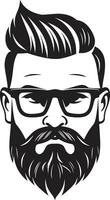 Creative Craftsmanship Black Vector Depiction of Urban Cool Whiskered Nomad Monochromatic Vector Art Celebrating Indie Icon