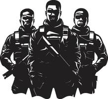 Unseen Sentinels Monochrome Vector Portrait of Heroic Vigilance Heroes of the Shadows Black Vector Art Celebrating Duty in the Dark