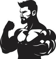 Iron Determination Black Vector Depiction of Flexing Power Pinnacle of Power Monochrome Tribute to Bodybuilders Excellence in Vector