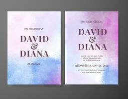 Wedding invitation with abstract watercolor background vector