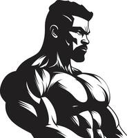 Silhouetted Strength Vector Fitness Elegance Sculpted in Black Bodybuilder Vector Craft