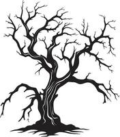 Whispers of Time Black Vector Depiction of a Lifeless Tree Lingering Shadows Monochrome Elegy for a Dead Trees End