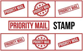 Priority Mail Rubber Stamp Set Vector