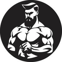 Pinnacle of Power Black Vector Depiction of Flexing Form Mighty Muscles Monochromatic Vector of Bodybuilders Strength