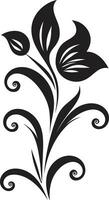 Black Floral Botanical Black Floral Garden vector