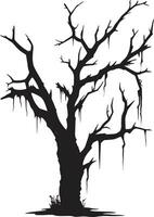 Natures Tranquility A Dead Tree in Black Vector Hushed Reverence Monochrome Depiction of a Lifeless Tree