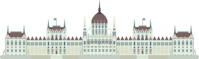 Budapest Parliament, Hungary. Isolated on white background vector illustration.