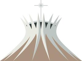 Brasilia Cathedral, Brazil. Isolated on white background vector illustration.