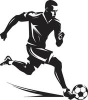 Striving for Victory Monochrome Vector Showcasing Athletic Form Kickoff Kings Black Vector Depiction of Muscular Power
