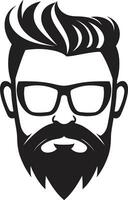 Whiskered Maven Monochrome Vector Depiction of Indie Cool Vintage Vibes Black Vector Art Celebrating Bearded Artistry