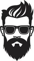 Hipster Haven Monochromatic Vector Showcasing Crafted Eclecticism Whisker Wisdom Black Vector Tribute to Bohemian Style