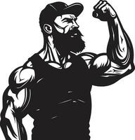 Champions Power Monochrome Vector of Muscular Triumph Defined Physique Black Vector Depiction of Flexing Prowess