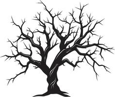 Faded Majesty Monochromatic Vector of a Lifeless Tree Timeless Stillness A Black Tree in Endless Sleep