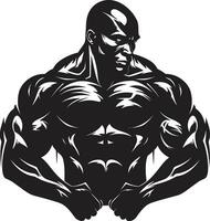 Black Beauty in Bulk Vector Fitness Precision Graceful Gains Monochrome Bodybuilder Mastery