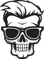 Groovy Charm Black Skullhead in Monochrome Monochrome Vibe Funky Vector Skull Art